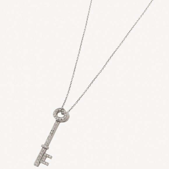 Tiffany & Co. Platinum 950 Diamond Key-Pendant Necklace - Picture 1 of 5